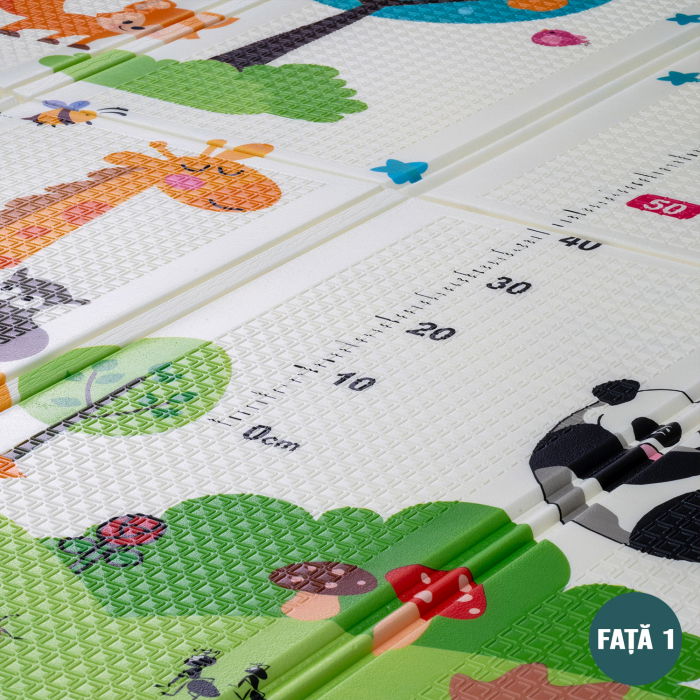 Covor de joaca FiGGA® pentru copii 200 x 180 cm, Spuma protectie, Termoizolant, Pliabil, 2 fete, Covoras bebe interactiv si educativ pentru activitati de joaca a bebelusului, Print 05 [3]