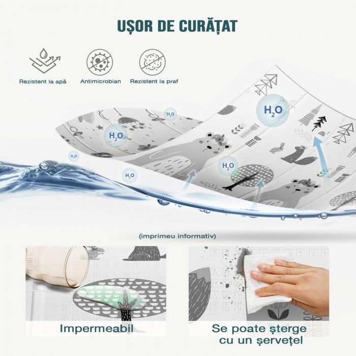 Covor de joaca FiGGA® pentru copii 200 x 180 cm, Spuma protectie, Termoizolant, Pliabil, 2 fete, Covoras bebe interactiv si educativ pentru activitati de joaca a bebelusului, Print 04 [6]