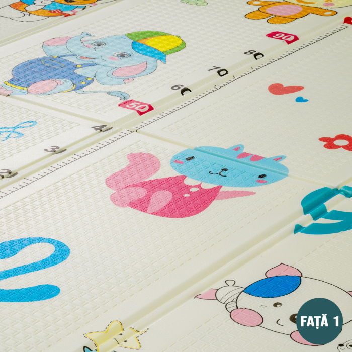 Covor de joaca FiGGA® pentru copii 200 x 180 cm, Spuma protectie, Termoizolant, Pliabil, 2 fete, Covoras bebe interactiv si educativ pentru activitati de joaca a bebelusului, Print 07 [4]