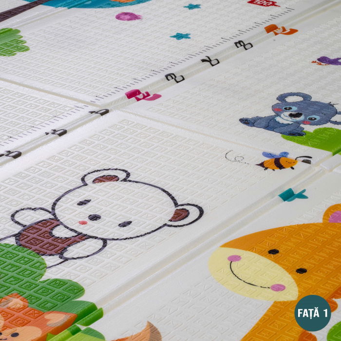 Covor de joaca FiGGA® pentru copii 200 x 180 cm, Spuma protectie, Termoizolant, Pliabil, 2 fete, Covoras bebe interactiv si educativ pentru activitati de joaca a bebelusului, Print 03 [3]