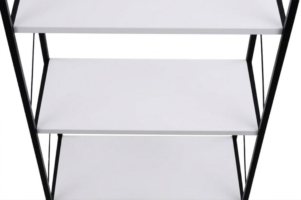 Etajera cu 4 rafturi depozitare FiGGA®, Metal + MDF, 120 cm x 55 cm x 25 cm, potrivita pentru baie, carti, pantofi, incaltaminte, papuci, jucarii, biblioteca, in camara, debara sau dressing, Negru/Alb [5]