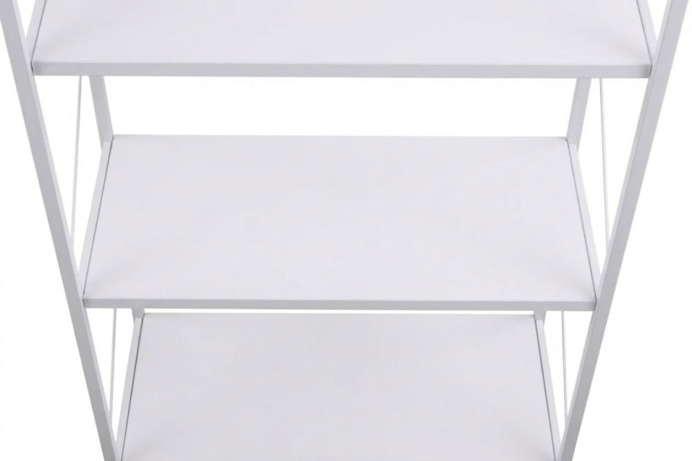 Etajera cu 4 rafturi depozitare FiGGA®, Metal + MDF, 120 cm x 55 cm x 25 cm, potrivita pentru baie, carti, pantofi, incaltaminte, papuci, jucarii, biblioteca, in camara, debara sau dressing, Alb/Alb [5]