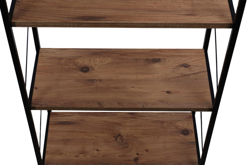 Etajera cu 4 rafturi depozitare FiGGA®, Metal + MDF, 120 cm x 55 cm x 25 cm, potrivita pentru baie, carti, pantofi, incaltaminte, papuci, jucarii, biblioteca, in camara, debara sau dressing, Negru/Pin [5]