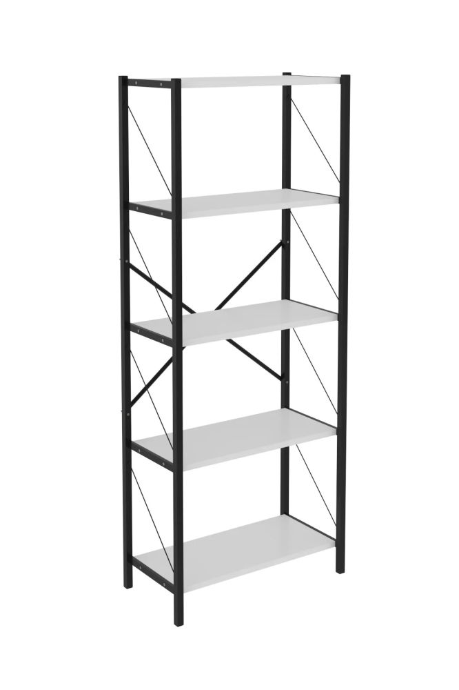 Etajera cu 5 rafturi depozitare FiGGA®, Metal + MDF, 150 cm x 60 cm x 30 cm, potrivita pentru baie, carti, pantofi, incaltaminte, papuci, jucarii, biblioteca, in camara, debara sau dressing, Negru/Pin [3]