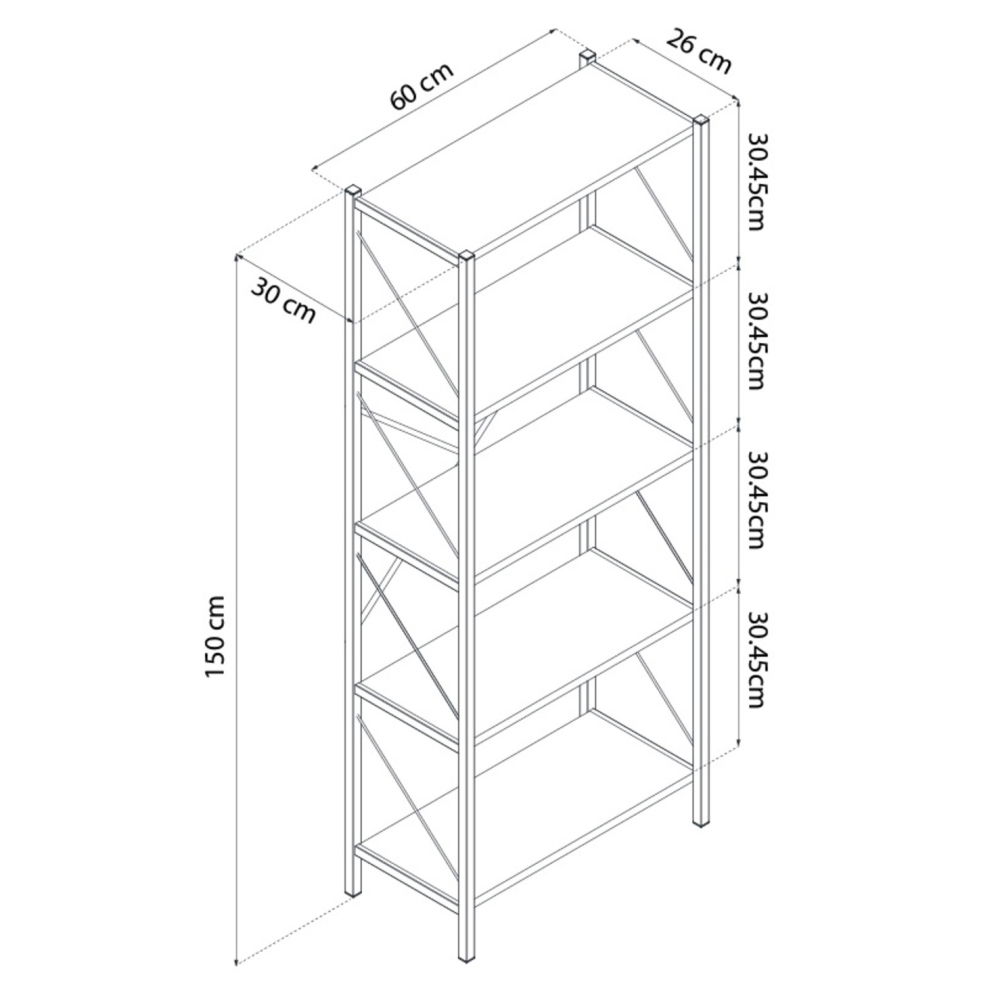 Etajera cu 5 rafturi depozitare FiGGA®, Metal + MDF, 150 cm x 60 cm x 30 cm, potrivita pentru baie, carti, pantofi, incaltaminte, papuci, jucarii, biblioteca, in camara, debara sau dressing, Negru/Pin [5]