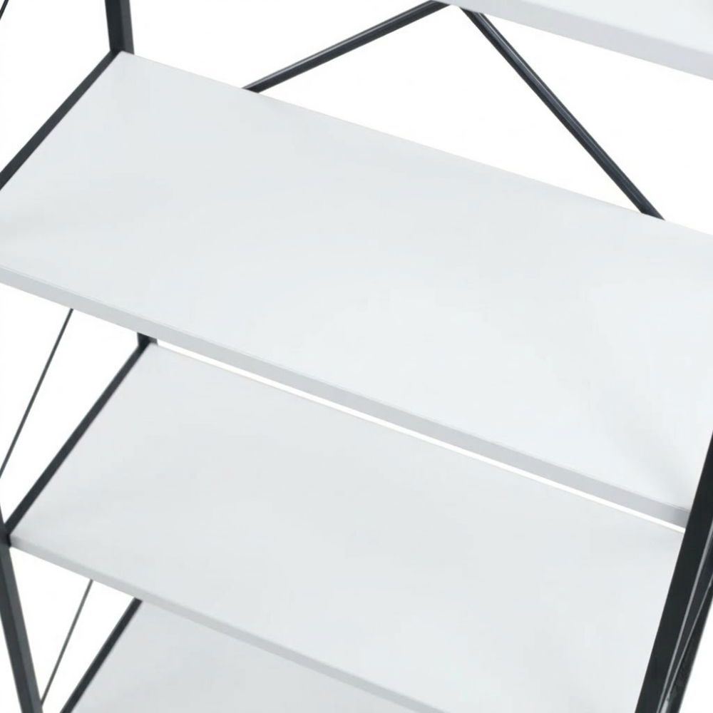 Etajera cu 5 rafturi depozitare FiGGA®, Metal + MDF, 150 cm x 60 cm x 30 cm, potrivita pentru baie, carti, pantofi, incaltaminte, papuci, jucarii, biblioteca, in camara, debara sau dressing, Negru/Pin [4]