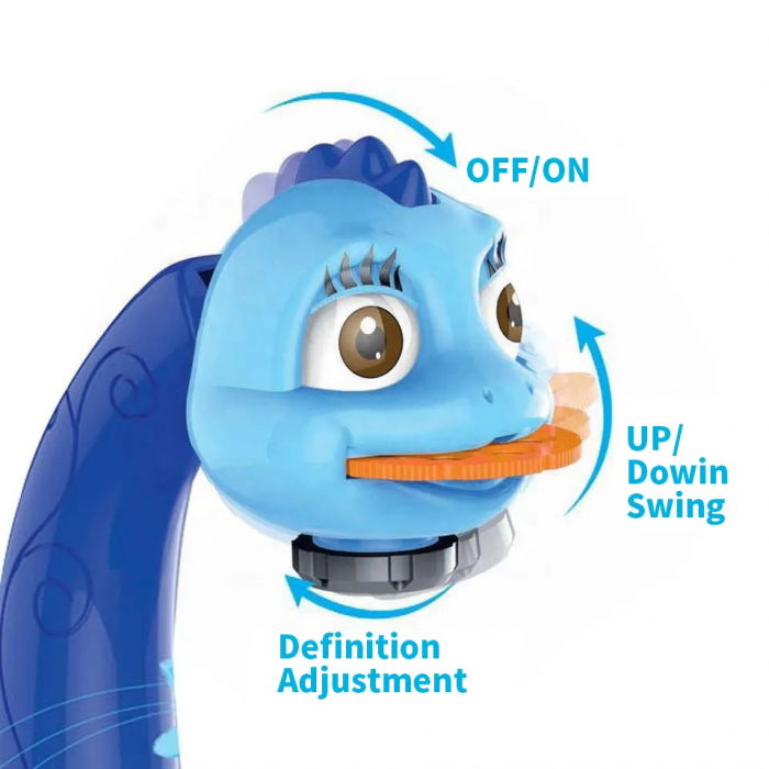 Jucarie educationala tip tabla FiGGA® cu masuta de desenat cu proiector, hologram, 3 discuri cu 24 sabloane, 12 carioci, model Girafa, Albastru [3]