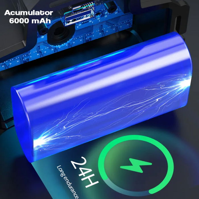 Lanterna puternica de cap FiGGA® LED 30W, 18000 lumeni, 500 metri distanta, 5000K, acumulator reincarcabil 6000 mAh, Profesionala, Frontala, Cablu de incarcare [10]