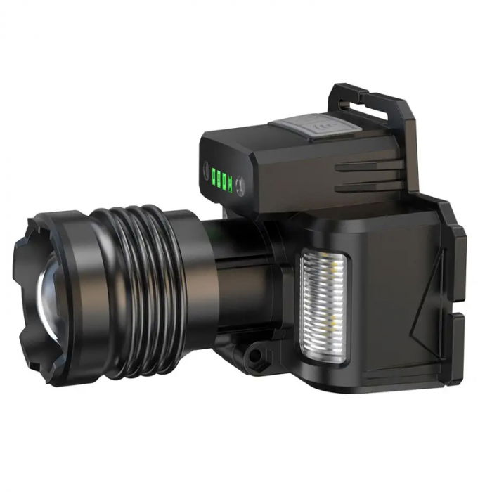 Lanterna puternica de cap FiGGA® LED 30W, 18000 lumeni, 500 metri distanta, 5000K, acumulator reincarcabil 6000 mAh, Profesionala, Frontala, Cablu de incarcare [4]