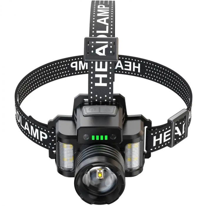 Lanterna puternica de cap FiGGA® LED 30W, 18000 lumeni, 500 metri distanta, 5000K, acumulator reincarcabil 6000 mAh, Profesionala, Frontala, Cablu de incarcare [3]