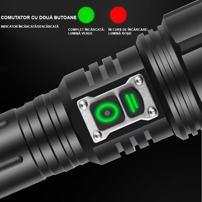 Lanterna puternica profesionala FiGGA®, LED XHP-160, 48000 lumeni, acumulator 26650 Li,  Cablu de incarcare [6]