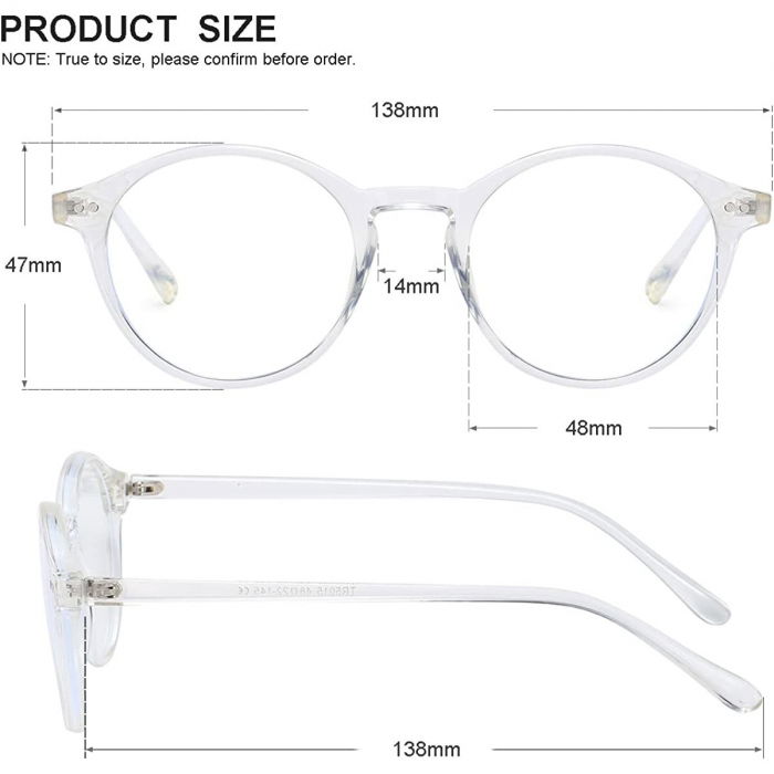 Ochelari protectie calculator ZAFIT™, ecran telefon, tableta, laptop, televizor, gaming, Anti-lumina albastra, Anti-reflexie, Unisex, model rotund, culoare Transparent [2]