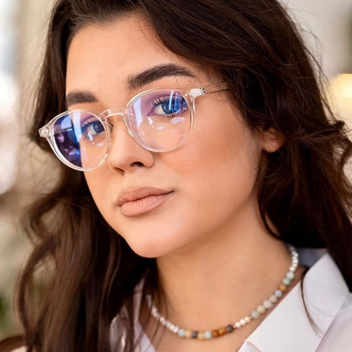 Ochelari protectie calculator ZAFIT™, ecran telefon, tableta, laptop, televizor, gaming, Anti-lumina albastra, Anti-reflexie, Unisex, model rotund, culoare Transparent [8]