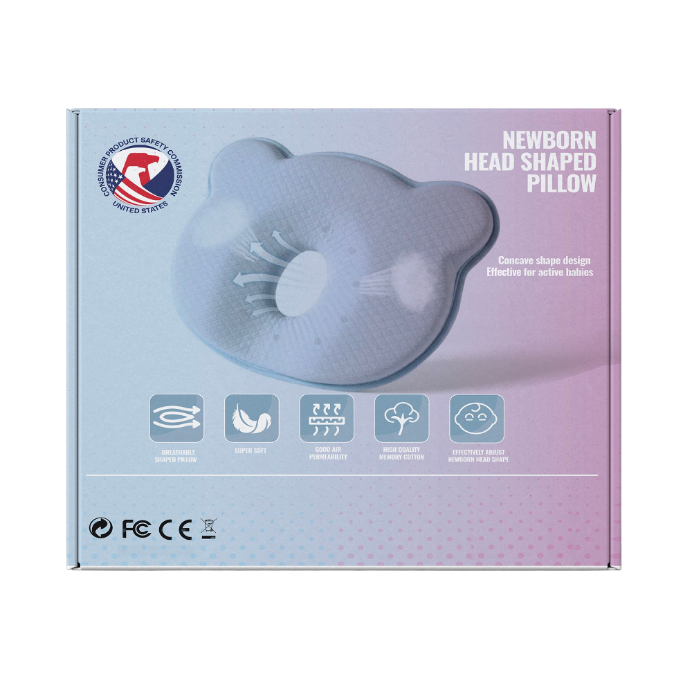 Perna bebelusi FiGGA® pentru formarea capului, Anti Plagiocefalie, Spuma cu memorie, Husa de protectie, Albastru [9]
