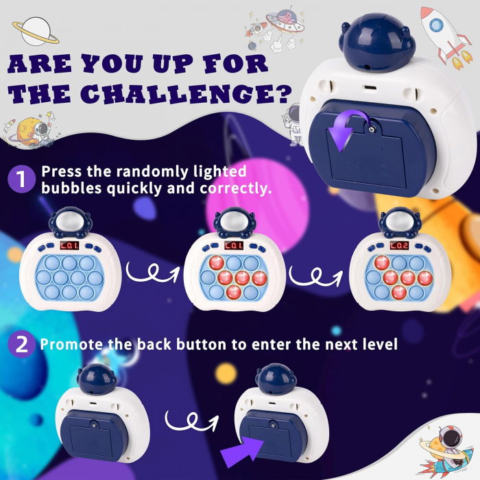 Pop it electric FiGGA®, Joc interactiv copii, 10 moduri de joc, 999 leveluri, Astronaut [3]