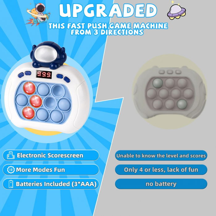 Pop it electric FiGGA®, Joc interactiv copii, 10 moduri de joc, 999 leveluri, Astronaut [4]