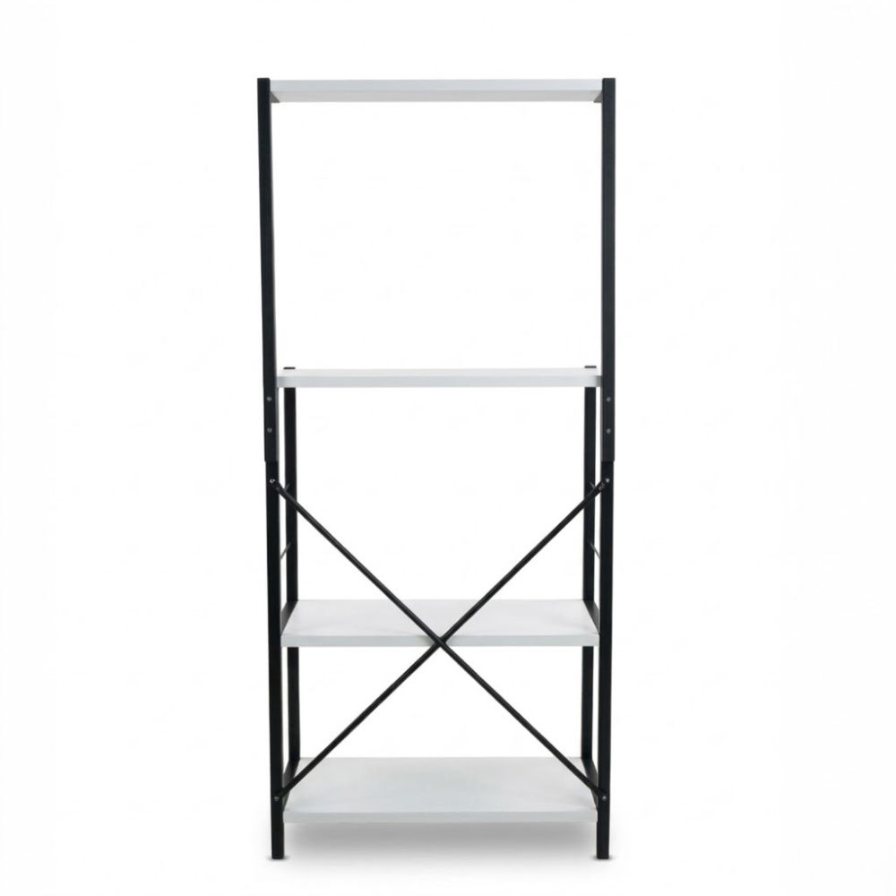 Raft de bucatarie, spatiu cuptor cu microunde, 4 rafturi, 132 cm x 60 cm x 40 cm , etajera Metal + MDF, Negru/Alb [5]