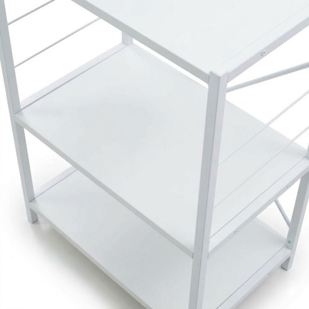 Raft de bucatarie, spatiu cuptor cu microunde, 4 rafturi, 132 cm x 60 cm x 40 cm , etajera Metal + MDF Alb [6]