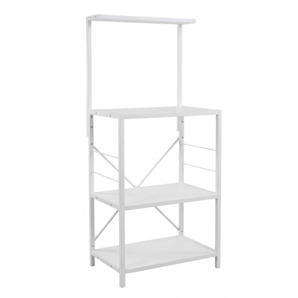 Raft de bucatarie, spatiu cuptor cu microunde, 4 rafturi, 132 cm x 60 cm x 40 cm , etajera Metal + MDF Alb [2]
