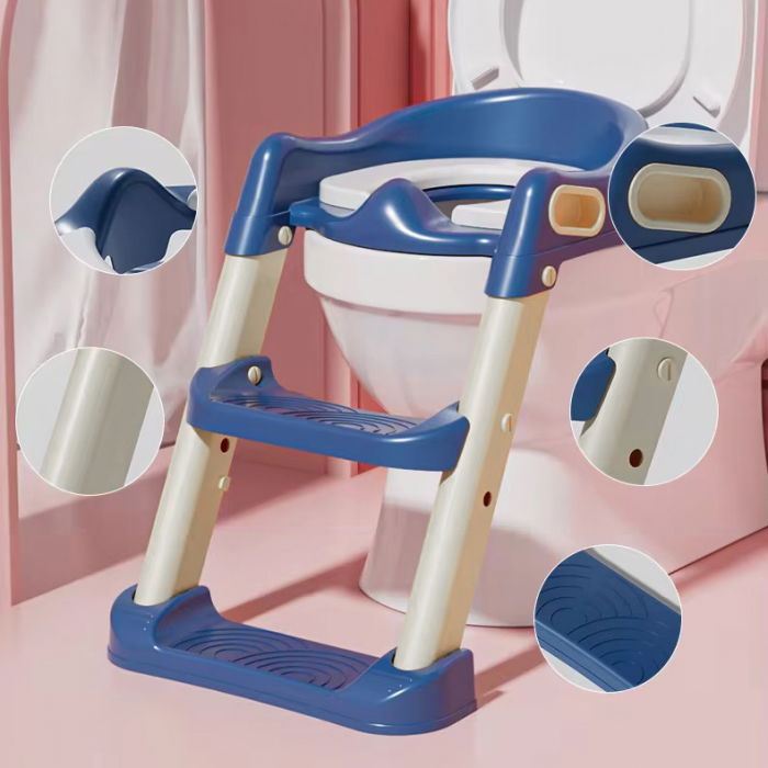 Reductor WC copii cu scara ZAFIT®, Pliabil, Portabil, colac suprafata de siguranta antialunecare, antiderapant, Albastru [4]