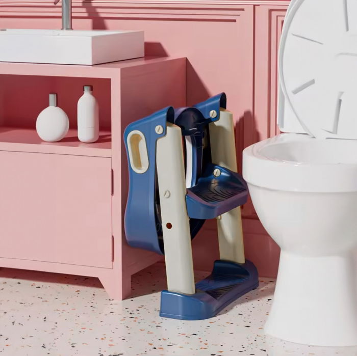 Reductor WC copii cu scara ZAFIT®, Pliabil, Portabil, colac suprafata de siguranta antialunecare, antiderapant, Albastru [6]