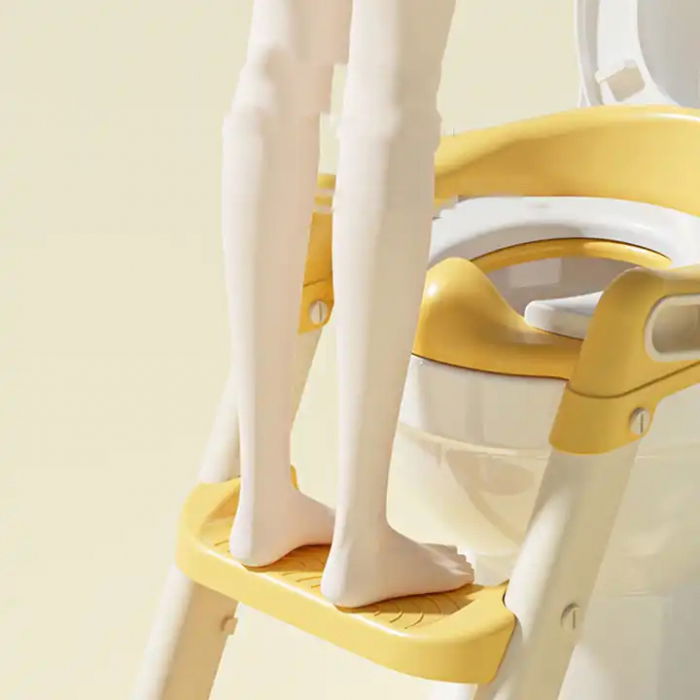 Reductor WC copii cu scara ZAFIT®, Pliabil, Portabil, colac suprafata de siguranta antialunecare, antiderapant, Galben [2]