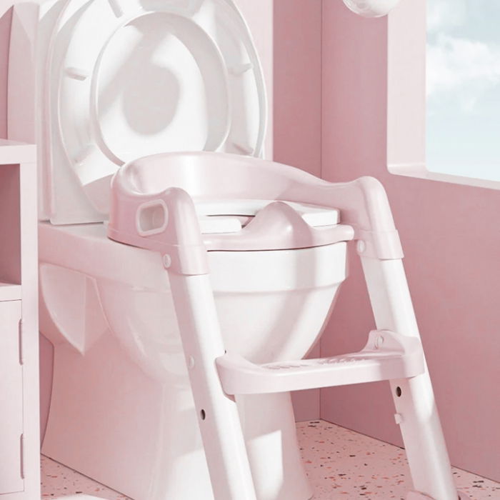 Reductor WC copii cu scara ZAFIT®, Pliabil, Portabil, colac suprafata de siguranta antialunecare, antiderapant, Roz [4]