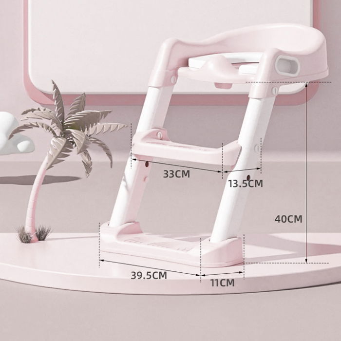 Reductor WC copii cu scara ZAFIT®, Pliabil, Portabil, colac suprafata de siguranta antialunecare, antiderapant, Roz [7]