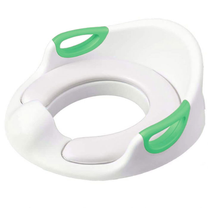 Reductor WC copii ZAFIT®, cu manere si spatar, Portabil, Antiderapant, Alb/Verde [2]