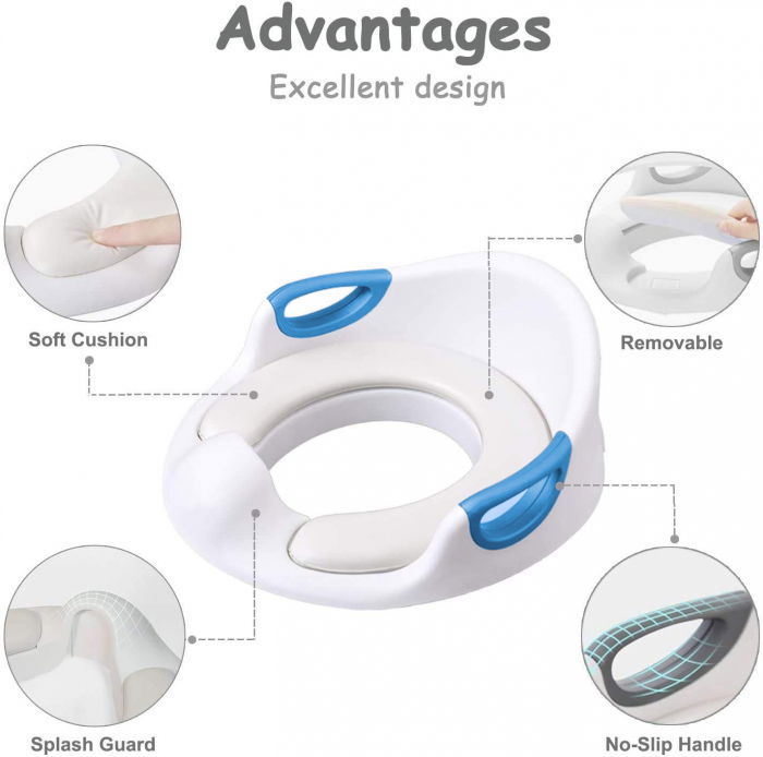 Reductor WC ZAFIT®, Portabil, capac toaleta copii, antiderapant, Alb/Albastru [7]