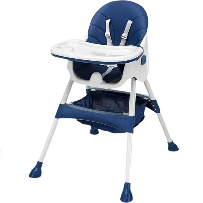 Scaun de masa bebe 4 in 1 FiGGA®, Varsta 6-72 luni, Scaun inalt pliabil, cu 4 roti, Balansoar, 2 x Tava detasabila, Centura de siguranta in cinci puncte, Albastru inchis [3]