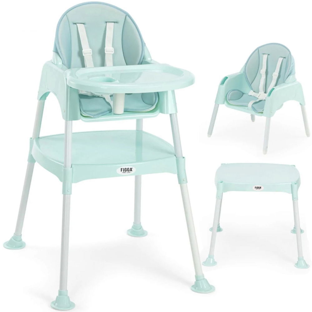 Scaun de masa bebe FiGGA® HighChair 3 in 1, Varsta 6-72 luni, Verde Menta [1]