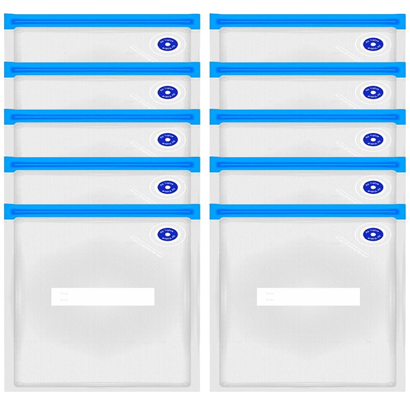 Set 10 Pungi de vidat 22 x 21 cm, Reutilizabile, cu supapa, pentru pompa de vidat sau furtun de vidat [1]