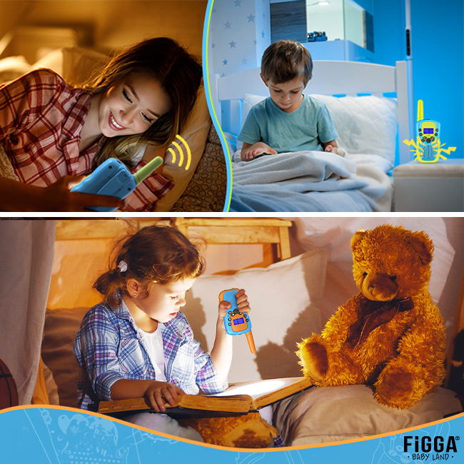 Set 2 statii Walkie Talkie FiGGA® pentru copii, Lanterna si Antena, Raza de Actiune 3 km, functia VOX, Plastic, in 2 culori diferite [5]