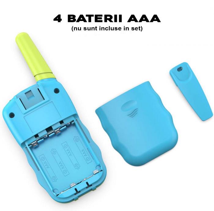 Set 2 statii Walkie Talkie FiGGA® pentru copii, Lanterna si Antena, Raza de Actiune 3 km, functia VOX, Plastic, in 2 culori diferite [2]