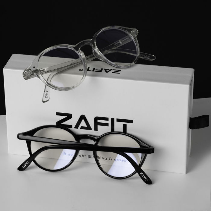 Set 2 x Ochelari protectie calculator ZAFIT™, ecran telefon, tableta, laptop, televizor, gaming, Anti-lumina albastra, Anti-reflexie, Unisex, model rotund, culoare Negru si Transparent [8]