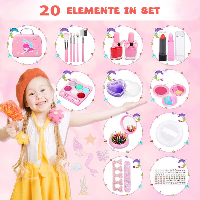 Trusa machiaj copii FiGGA®, non toxic, solubil in apa, 20 de elemente [3]