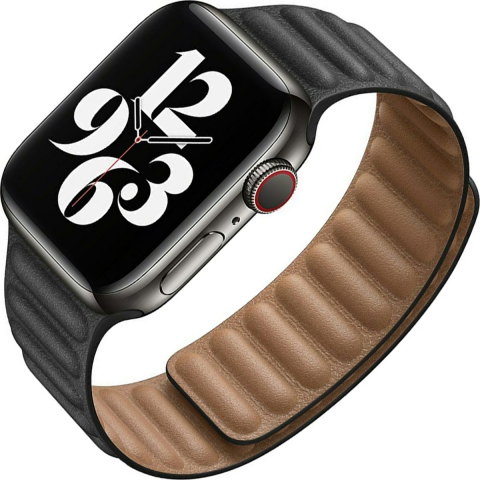 Curele Apple Watch 38mm/40mm/41mm - Curea magnetica din piele naturala pentru Apple Watch Series 10/9/8/7/SE2/6/5/4/3/2/1, Display 40mm, Negru