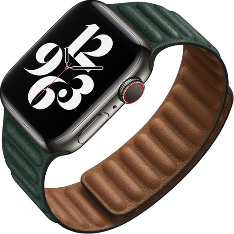 Curele Apple Watch 42mm/44mm/45mm/49mm - Curea magnetica din piele naturala pentru Apple Watch Ultra 2/Ultra/Series 10/9/8/7/SE2/6/5/4/3/2/1, Display 42mm, Space Gray