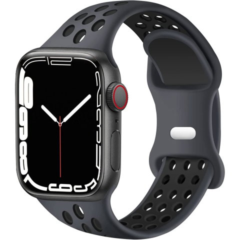 Curele Apple Watch 42mm/44mm/45mm/49mm - Curea silicon perforat Sport pentru Apple Watch Ultra 2/Ultra/Series 10/9/8/7/SE2/6/5/4/3/2/1, Display 42mm/44mm/45mm/49mm, Negru