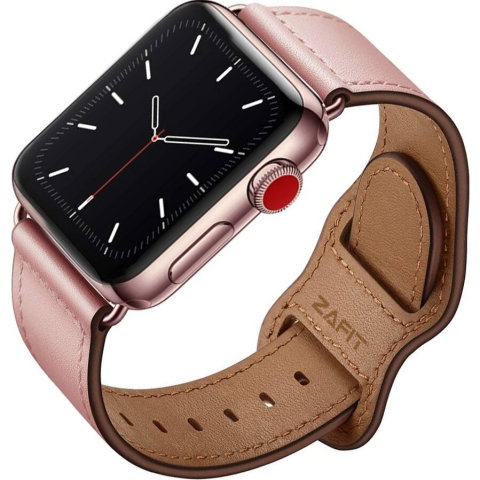 Curele Apple Watch 42mm/44mm/45mm/49mm - Curea din piele naturala pentru Apple Watch Ultra 2/Ultra/Series 10/9/8/7/SE2/6/5/4/3/2/1, Display 42mm, Rose Pink