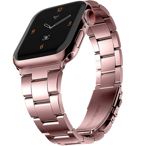 Curele Apple Watch 42mm/44mm/45mm/49mm - Curea Metalica Premium ZAFIT™ Apple Watch Ultra 2/Ultra/Series 10/9/8/7, display 42mm, Roz Auriu.