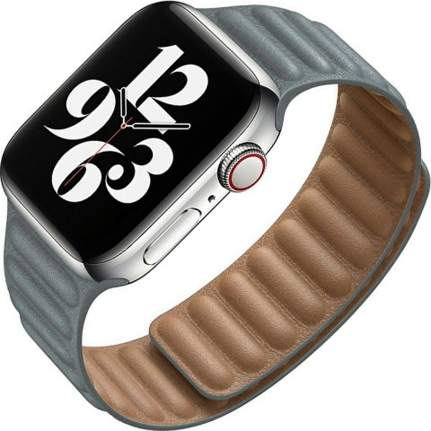 Curele Apple Watch 42mm/44mm/45mm/49mm - Curea magnetica din piele naturala pentru Apple Watch Ultra 2/Ultra/Series 10/9/8/7/SE2/6/5/4/3/2/1, Display 42mm, Gri