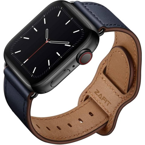 Curele Apple Watch 42mm/44mm/45mm/49mm - Curea din piele naturala pentru Apple Watch Ultra 2/Ultra/Series 10/9/8/7/SE2/6/5/4/3/2/1, Display 42mm, Midnight Blue