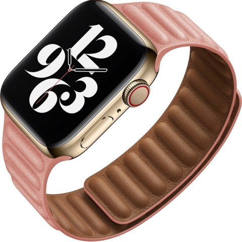 Curele Apple Watch 42mm/44mm/45mm/49mm - Curea magnetica din piele naturala pentru Apple Watch Ultra 2/Ultra/Series 10/9/8/7/SE2/6/5/4/3/2/1, Display 42mm, Rose Pink