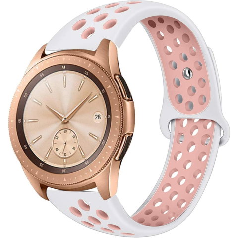 Curele universale compatibile cu Samsung, Huawei si alte modele - Curea ZAFIT™ 22mm pentru Samsung Galaxy Watch Ultra/7/6 Classic/5 Pro, Huawei Watch GT/GT3/GT4 Pro, Garmin Fenix, Amazfit GTR si orice ceas 22mm, Alb + Roz.