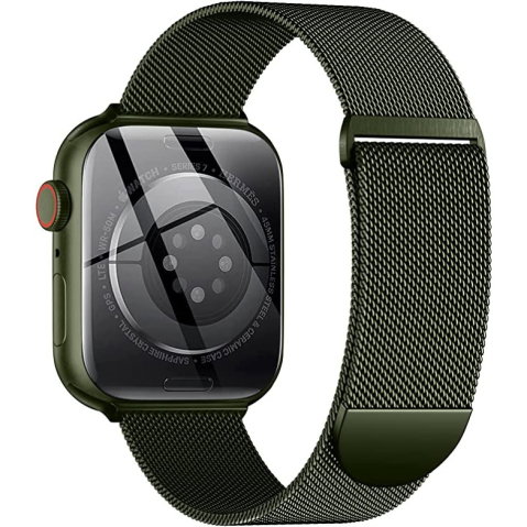 Curele Apple Watch 42mm/44mm/45mm/49mm - Curea metalica Milanese Loop pentru Apple Watch Ultra 2/Ultra/Series 10/9/8/7/SE2/6/5/4/3/2/1, Display 42mm/44mm/45mm/49mm, Verde Deschis