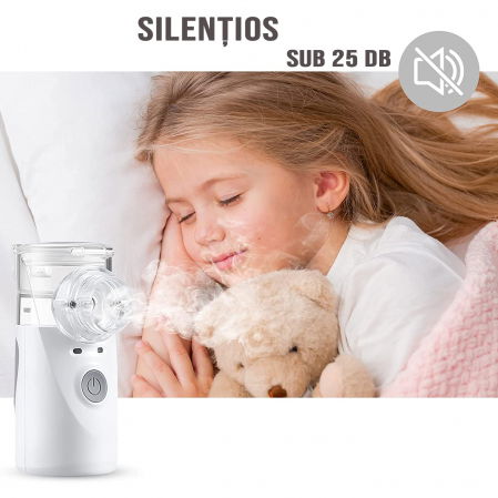 Aparat aerosoli FIGGA® NEB-01, Nebulizator copii si adulti, portabil, tehnologie Mesh, 2 trepte putere, silentios, tip alimentare Baterii sau la Retea cablu 2 m, culoare Alb/Gri [6]