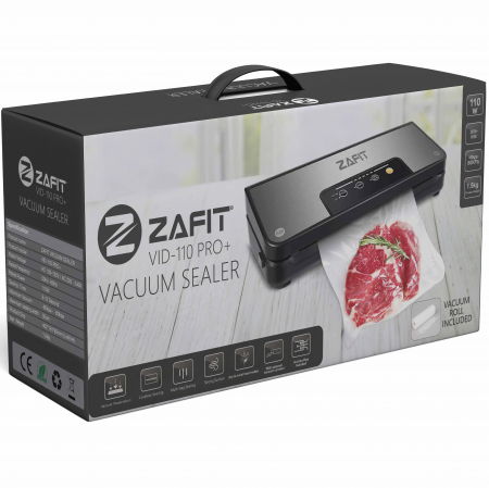 Aparat de vidat alimente ZAFIT™ VID-110 PRO+, 30 cm bara de lipire, cu rola 300 cm x 28 cm, Furtun vidare sticle si caserole, Negru/Inox [8]