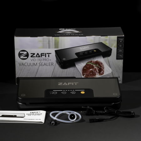 Aparat de vidat alimente ZAFIT™ VID-110 PRO+, 30 cm bara de lipire, cu rola 300 cm x 28 cm, Furtun vidare sticle si caserole, Negru/Inox [7]